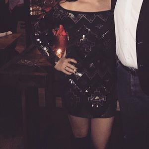 EXPRESS off the shoulder sequin bodycon dress